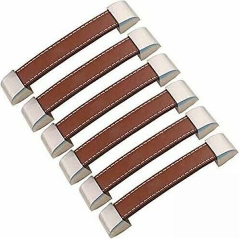 128mm Hole Center Distance, 6 Pieces, Leather Furniture Handles, Vintage Leather Furniture Handles, Leather Handles (1/5)