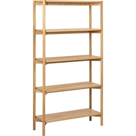 Estantería Norsica 488, Roble, Abierta sin pared trasera, Chapa de madera natural, MDF, Número de puertas: 0, Número de cajones: 0, 160x86x30cm (1/5)
