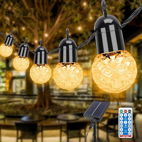 AGE Solaire Guirlande Guinguette Extérieur,15M 25LED 8 Modes G40 Guirlande Lumineuse Exterieure pour Jardin,Arbres,Cour,Patio,Fête,Salle,Mariage Blanc Chaud (1/5)