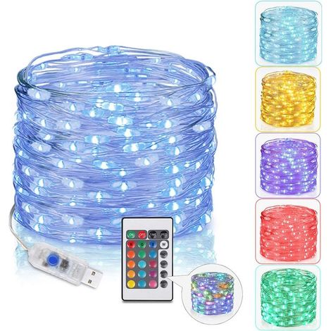 5M 50LED Guirlande Lumineuse Couleur 16,Guirlandes Lumineuses Piles,Guirlande Lumineuse Interieur et Exterieur,Chargement USB 4 Modes D'éclairag/IP65 étanche,Pour Intérieur Extérieur Fête Mariage (1/5)