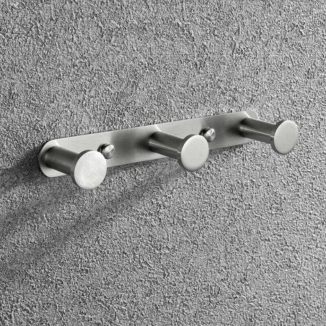 Gancio portasciugamani, ganci portasciugamani, appendiabiti da parete, portasciugamani, gancio da parete per bagno in acciaio inox, ganci da parete per bagno e cucina (3 ganci spazzolati) (1/4)