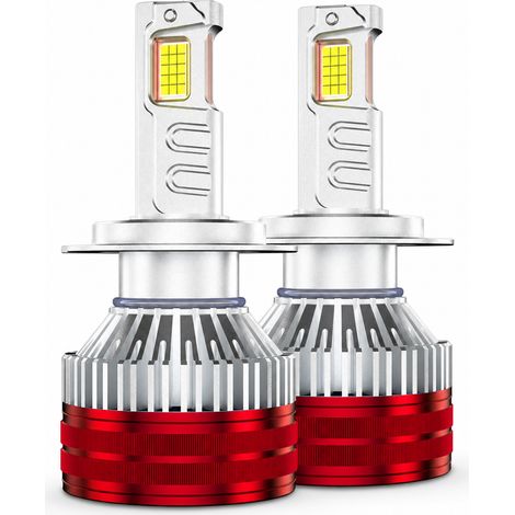 Ampoules LED de Phare de Voiture REDSEA H19, 220 W, 3 Tubes en Cuivre, Finition Noire Électroplaquée (1/5)