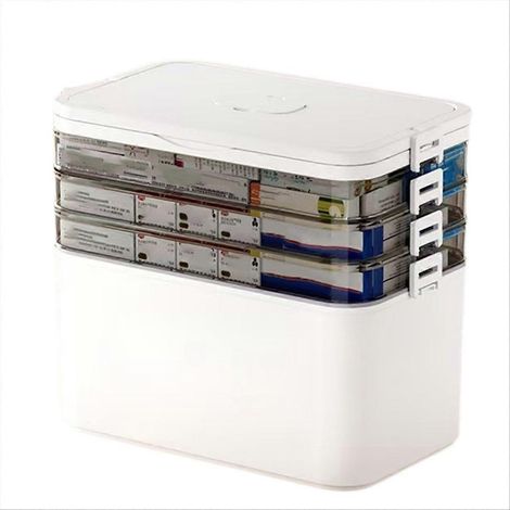 Boîte à pharmacie domestique à compartiments multiples, boîte de rangement pour médicaments, boîte à pharmacie portable multi-urgences C (1/5)