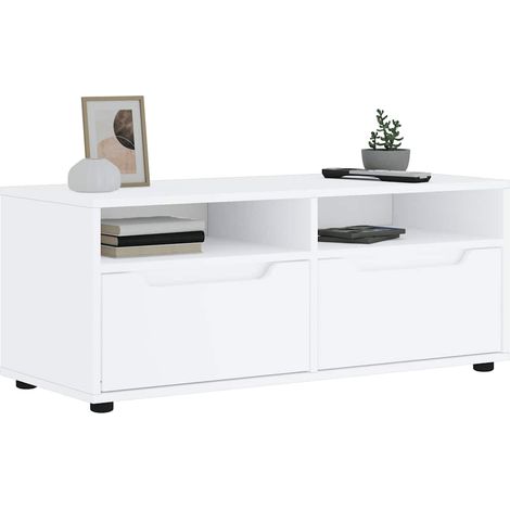 Mueble de TV VISNES blanco 100x40x38 cm madera de ingeniería vidaXL (1/5)