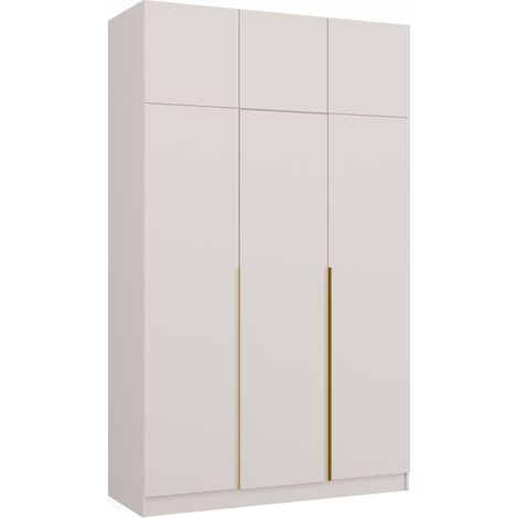 Senso 3D - Armario alto con módulo superior, tiradores dorados - Puertas, estantes - 150x250x56,5 cm - Beige cachemir (1/5)