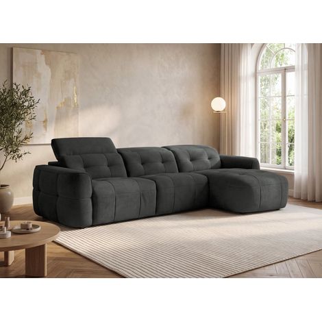 Canapé d'angle relax électrique en tissu gris FERDINAND - Angle (1/5)