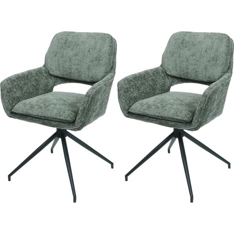 Lot de 2 chaises de salle à manger HWC-N74, chaise de cuisine, pivotante Auto-Return, tissu chenille (490g/m²) Öko-Tex (1/2)