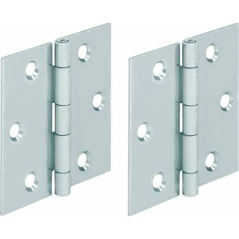 2x charnière plate carré acier 50x50mm meuble bois porte placard étagère cuisine (1/2)