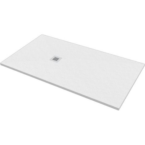 Piatto doccia 100x160 h.2,8 in marmo resina effetto pietra bianco (1/5)