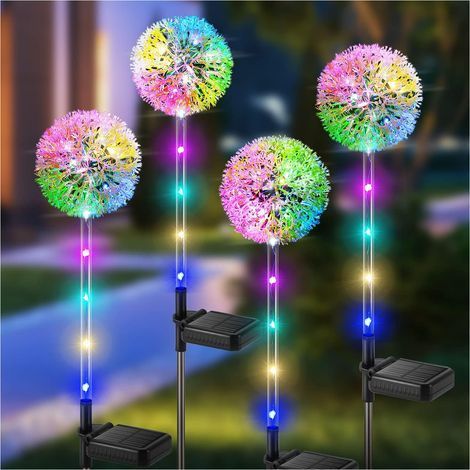 Lampe Solaire Exterieur, 4 Pièces Lampe Solaire Pissenlit avec Changement de Couleur LED, Étanche Lampe Solaire Exterieur Jardin pour Pelouse, Balcon, Terrasse, Cour, Halloween Decoration Noel - RWLam (1/4)