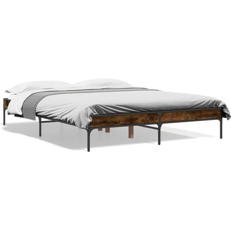 Maison Exclusive - Bettgestell Räuchereiche 150x200 cm Holzwerkst (1/5)