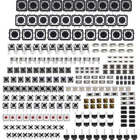 250 Pièces Interrupteurs à Bouton Poussoir Tactiles, 25 Valeurs 12V 50mA Kit D'assortiment de Micro Tact Momentané Interrupteurs à Clé D'alimentation Automobile pour Appareils Ménagers (1/5)