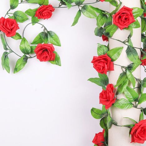 Vtizikl 240CM soie artificielle Rose guirlande rotin décoration murale maison jardin balcon mariage 10 pièces (1/5)