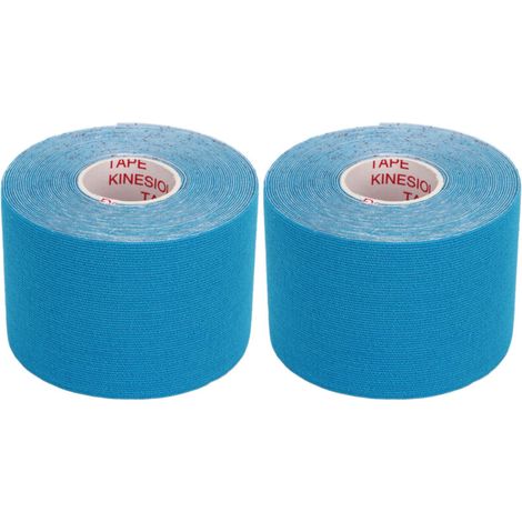 2 Rouleaux de Ruban Kinésiologique 5cm x 5m pour Sport et Fitness, Bleu Ciel - Adhésif Musculaire (1/5)