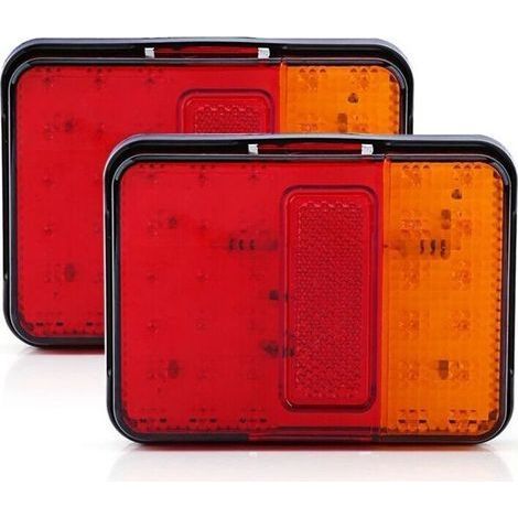 2 pezzi di luci posteriori a LED 12V 30 LED per rimorchio, camion, barca, rosse e ambra (1/4)