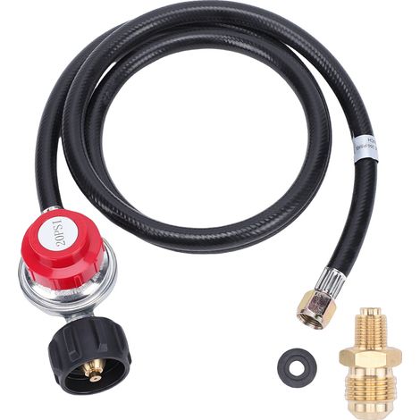 Kit réparation gaz 3pcs Manomètre 0-200PSI Soupape sécurité Tuyau 4ft Laiton Aluminium pour Camping-car Caravane (1/4)