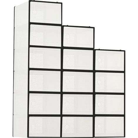 Boîtes de rangement pour chaussures, design empilable, résistant à la poussière, noir (1/2)