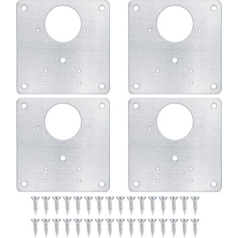 4 plaques de réparation de charnière d'armoire plaques de réparation de porte d'armoire de cuisine avec trous plaques plates dissimulées en acier inoxydable avec vis pour portes d'étagères en bois