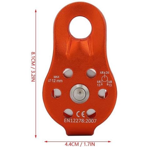 Poulie grimpante Bloc de Poulie à Corde Pivotante Simple en Alliage d'aluminium 26KN pour Corde de 12 sport prise (1/4)