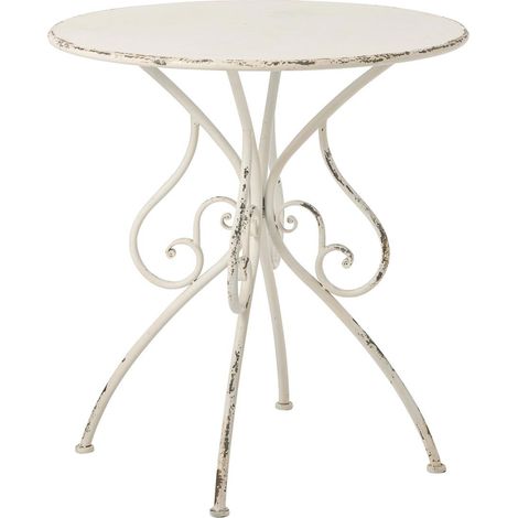Table de Jardin en Métal "Fabien" 76cm Blanc Cassé (1/5)