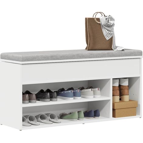 Schuhbank Weiß 102x30,5x45 cm Holzwerkstoff