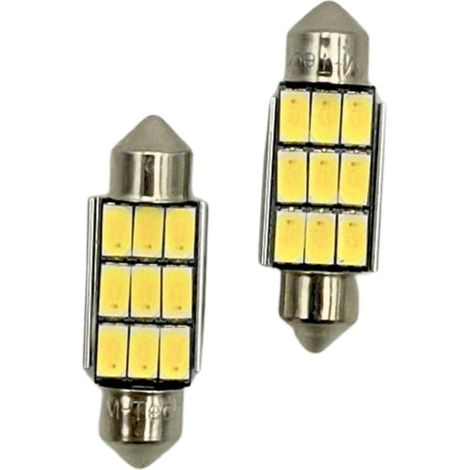 AMPOULES LED X 2 CANBUS - NAVETTE C5W 2,2W 36MM 9XSMD5630 BLANC