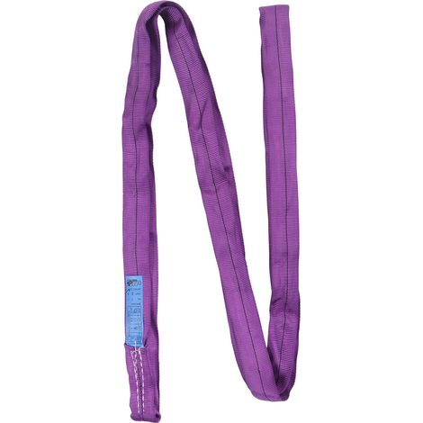 Sangle de levage flexible en polyester violet, 1 tonne (2205 lb), longueur 2 m (6,56 pi), pour levage et remorquage. (1/5)