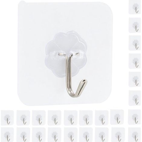 24 ganchos autoadhesivos transparentes para toalleros, techo y cocina – Capacidad de carga de hasta 10 kg (1/5)