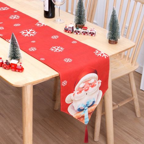Chemise De Table Noel - Motif Nains Et Branches De Pin - 13 X 70 Pouces - Pour Decoration De Table De Cuisine Ou De Salle A Manger - 1 Piece