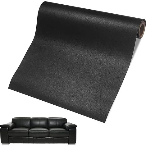 BEBUSINGOTO Adhesivo para cuero (50 x 137 cm), rollo de adhesivo para cuero, parche reparador, adhesivo de piel sintética para sofás, asientos de coche, bolsos y manualidades (negro) (1/5)