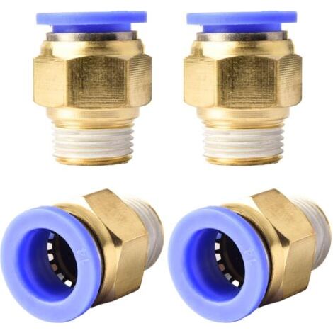 4 pièces 10 mm 1/2′′PT filetage extérieur droit Push to Connect Raccords de tube à emboîter pneumatique connecteur rapide PC PC14-3/8\ (1/5)