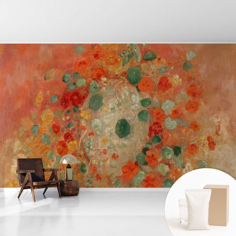 Tapete Vliestapete mit Kleber - trendige Wanddeko - elegant Fototapete für Wohnzimmer - Schlafzimmer Abstrakte Blumen 416x254 cm (1/5)