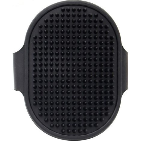 2 Pices Brosse de toilettage pour chien, shampoing pour animaux de compagnie, brosse de bain, massage apaisant, peigne en caoutchouc avec poignée en anneau réglable（noir）