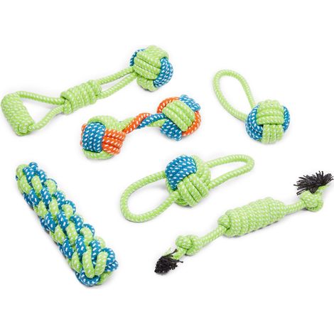 Lot de 6 Jouet à mâcher pour chien en corde nylon résistant 18-20 cm, jouet d'extérieur et de jeu de rapport pour grand chien (1/5)