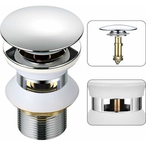 Bonde de lavabo universelle à ouverture clic-clac – Laiton chromé – Trop-plein automatique – 3,2 cm (1-1/4 po) – Installation facile (1/4)