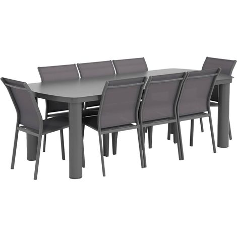 sweeek - Gartentisch aus Aluminium 225cm + 8 Stühle