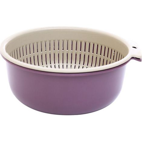 Panier de lavage de légumes épais, Double couche, rond multifonctionnel en plastique, égouttoir suspendu pour le stockage des fruits (1/5)