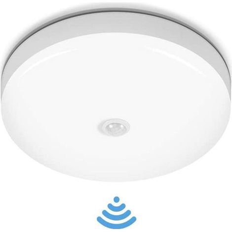 Plafonnier LED détecteur de mouvement étanche, 12W Blanc froid, Lampe plafond ronde/carrée intérieure pour salle de bain cuisine couloir (1/5)