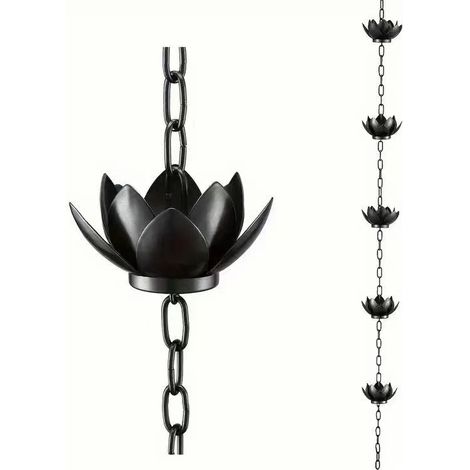 Chaîne de pluie rétro en métal en forme de lotus, chaîne de drainage de toiture, chaîne de pluie extérieure, chaîne de guidage d'eau (1/4)
