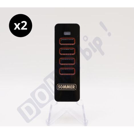 SOMMER 4018V000: Pack de 2 mandos a distancia de 4 canales negros y rojos para portones y puertas de garaje - Tecnología SOMloq2 - Frecuencia: 868 MHz - Rolling Code (1/5)