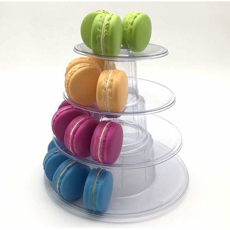 Support Macaron - 4 Niveaux - Hauteur 160 Mm - Transparent - Pour Mariage Anniversaire Fête - Lot De 1 (1/5)