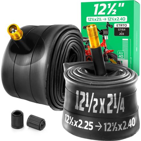 Chambre à air 12,5 pouces - Pour pneus de 12 1/2x2 1/4x1 1/2 à 12 1/2x2.40 - ETRTO 62-203 à 64-203 - Valve Schrader 35 mm - Lot de 2 (1/5)