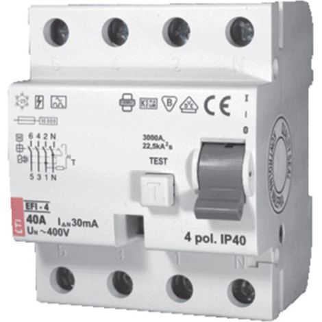 Interrupteur FI EFI-4, 4 poles 40A, 30mA, type A, instantanné (1/2)