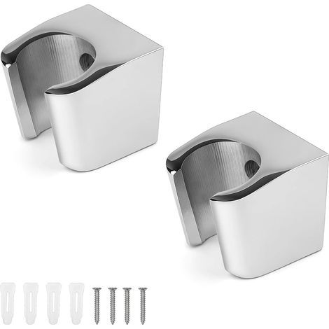 2-teiliger Duschkopfhalter aus Zinklegierung, silberfarben, Wandmontage mit Schrauben, klein und einfach zu montieren, Abmessungen (L x B x H): 3,5 x 3,3 x 3,1 cm (1/5)