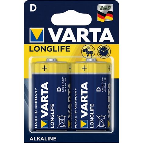 Batteria Varta 1,5V D Torcia Longlife Alcalina confezione da 2 pile