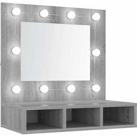 Maison Exclusive - Armoire à miroir avec LED Sonoma gris 60x31,5x62 cm (1/5)