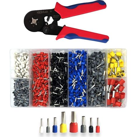 Pince a Sertir avec 1250 connecteurs à sertir 0.25mm2 à 10mm2 pour bornes de Outil de sertissage de Pince électricien,Outils,bornes électriques (1/5)