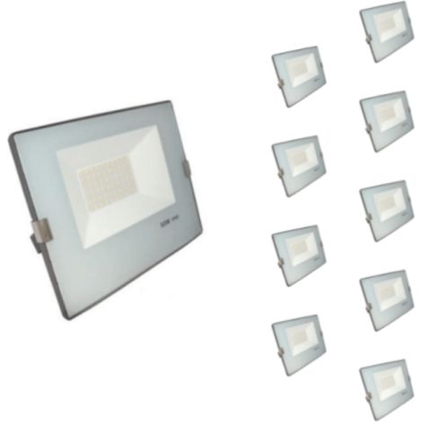 Pack de 10 - Projecteur LED Extérieur 50W IP65 No Flicker - BLEU GRIS - Blanc Neutre 4000K - 5500K - SILAMP (1/5)