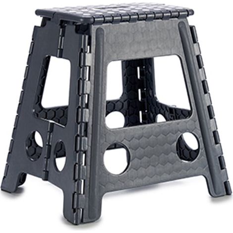 Tabouret de cuisine/marchepied pliant Kipti - gris clair - plastique - 40 x 32 cm - cuisine/salle de bain