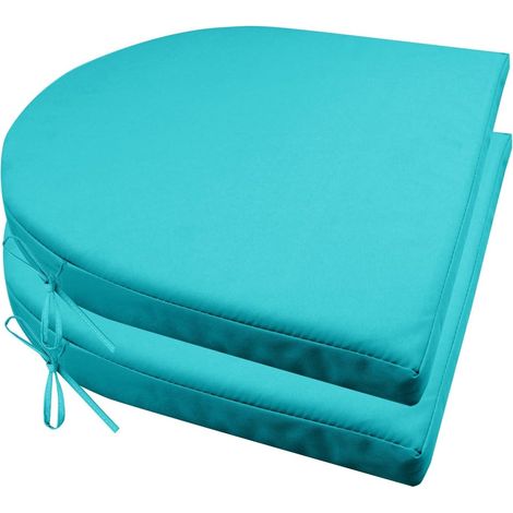 2er Set Stuhlkissen mit Bändern Wasserdicht Rutschfestes Sitzkissen Bequeme Halbrund Sitzpolster für Gartenmöbel Oder Stuhl Wasserdicht Garten 40 x 40 x 4 cm Beige